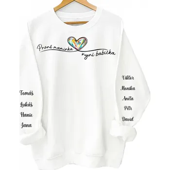 Pánská mikina Mikina - Prvně maminka nyní babička - až 10 vnoučat Mikina / Bílá / 4XL