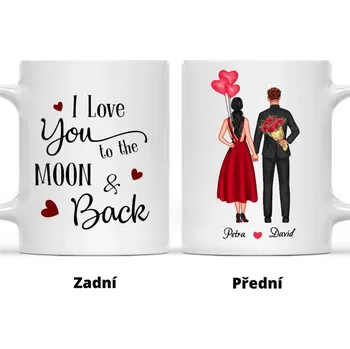 Hrnek - Zamilovaný pár 2. verze - I Love You to the moon and back Růžová