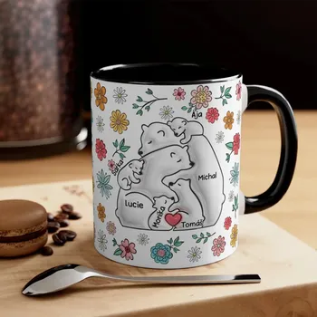 Hrnek - Láska rodiny - Medvěd - Až 5 dětí Růžová