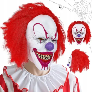 Pleťová maska Maska na obličej Mobes – děsivý temný klaun, latexová, bílý klaun