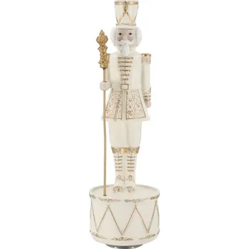Vánoční dekorace Krémovo-zlatá antik hrací skříňka Louskáček Noël - Ø 8,5*28 cm
