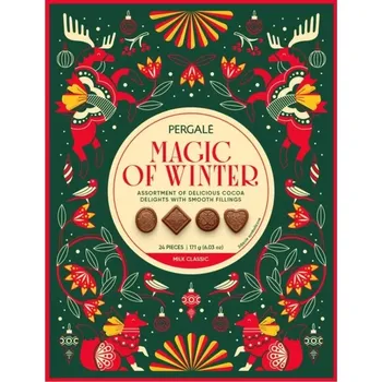 Bonboniéra Bonboniéra PERGALĒ 114 g MAGIC OF WINTER - zimní edice (čtvercová bonboniéra / limitovaná zimní edice / mléčná)