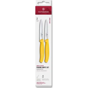 Kuchyňský nůž Sada Victorinox Swiss Classic hladký/zubatý 10 cm nůž, žlutá, 2 kusy