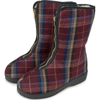 Dámská zimní obuv Vlnka Dámské důchodky z ovčí vlny na zip káro vínová velikost obuv dospělí 40