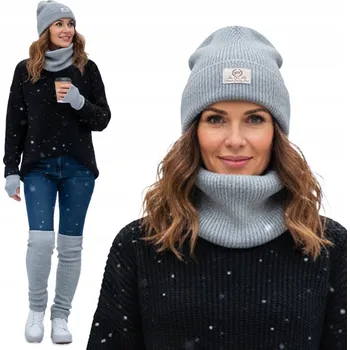 Čepice Pako Jeans sada: čepice, nákrčník (rolák) a rukavice, univerzální velikost, šedá