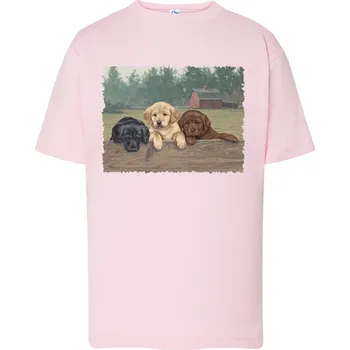 detske-levne-bavlnene-tricko-potisk-stene-labrador Barva: Pink - růžová, Dětská bavlněná trička JHK: S