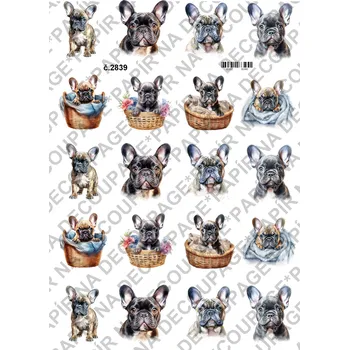 Umělecký papír Rýžový a soft papír na decoupage - Buldoček - KB2839 Materiál: Soft, Rozměr: A4