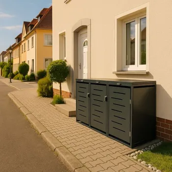 Přístřešek na popelnici Juskys Kovový přístřešek pro 3 popelnice 197 x 80 x 116 cm antracit