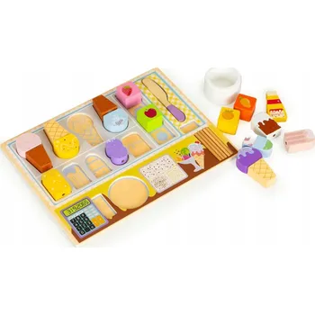 Dřevěná hračka DŘEVĚNÁ TABULE ZMRZLINOVÝ STÁNEK SADA NA ZMRZLINU PRO DĚTI