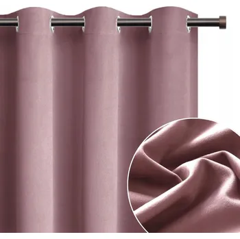 Obraz Sametová Závěs PASTELOVĚ RŮŽOVÁ 140x250cm elegantní OKA RŮŽOVÝMI