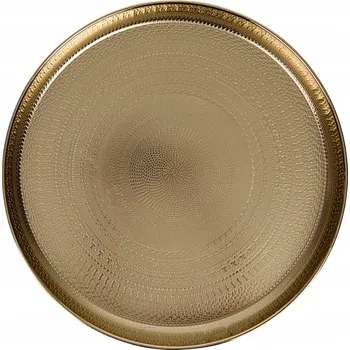 Dekorativní zlatý kovový podnos / tác na dekorace, 34 cm