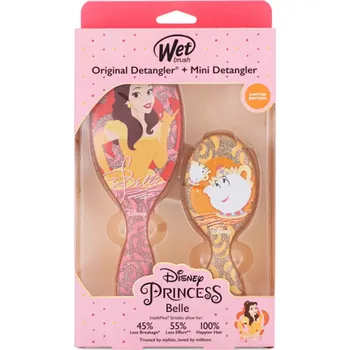 kartáč na vlasy Wet Brush Disney Princess Belle Kit dárková sada kartáč na vlasy Original Detangler + kartáč na vasy Mini Detangler