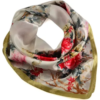 Šátek Fennysun Inc. Šátek saténový - bílo-červený s růžemi