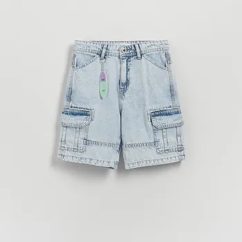 Chlapecké kalhoty Reserved - Džínové šortky s přívěskem - modrá - 3510G-50J - 3510G-50J-116