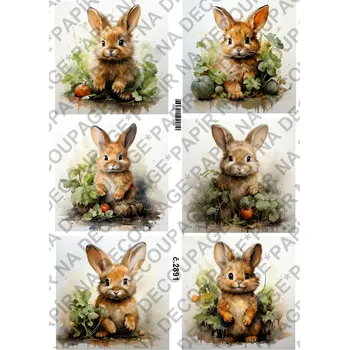 Umělecký papír Rýžový a soft papír na decoupage - Zajíček - KB2891 Materiál: Soft, Rozměr: A4