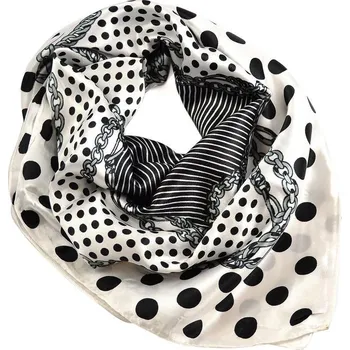 Šátek Fennysun Inc. Šátek saténový - bílý s puntíky a řetízky