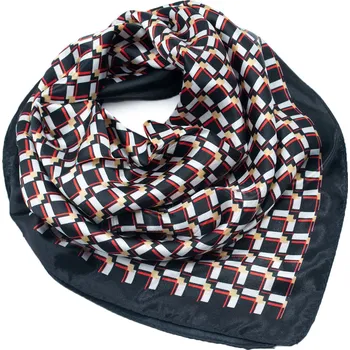 Fennysun Inc. Šátek saténový - černobílý s potiskem