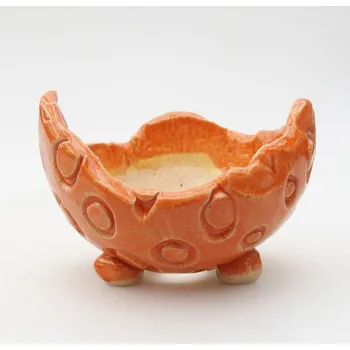 Květináč Keramická Skořápka 8,5 x 8,5 x 6 cm oranžová