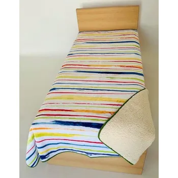 deka Luxusní deka s beránkem 140x200 mikroflanel TISK Akvarel pruhy