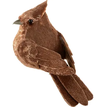 Vánoční ozdoba VÁNOČNÍ DEKORACE BIRDED SADA 6KS 6X13 CM HNĚDÁ