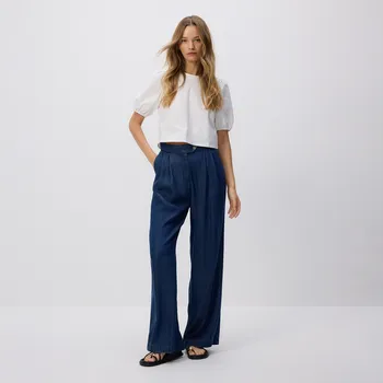 Dámské džíny Reserved - Džíny wide leg z lyocellu - tmavomodrá - 583CY-59J - 583CY-59J-40