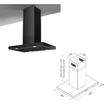 Airforce F54 BL/A/90 (CCF549546) - Ostrůvková digestoř 90 cm, černá, ve tvaru T, 625 m3/h, 48 dB