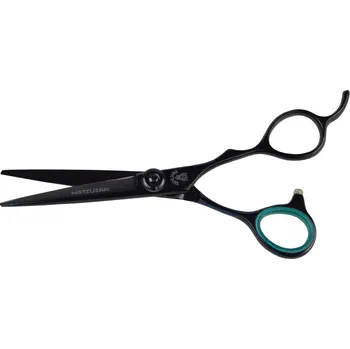 Kadeřnické nůžky MATSUZAKI 22 MO prime 5,5" -4* černé, tmavě zelený kroužek OUTLET