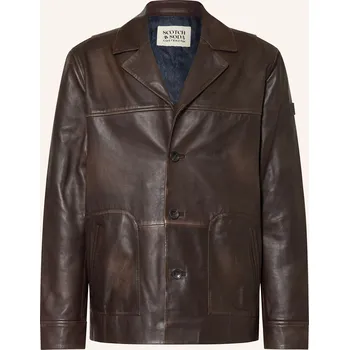 Scotch & Soda Pánská Kožená Bunda, tmavě hnědá, 50