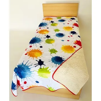 deka Luxusní deka s beránkem 140x200 mikroflanel TISK Akvarel kaňky