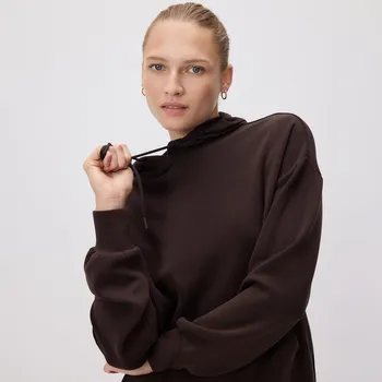 Dámská mikina Reserved - Jednoduchá mikina z modalu - tmavě hnědá - 689GA-89X - 689GA-89X-L