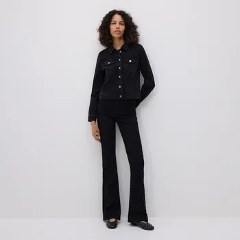 Dámský kabát Reserved - Džínová bunda s kapsami - černý - 737FZ-99J - 737FZ-99J-XXL