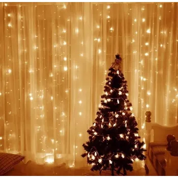 Vánoční dekorace SVĚTELNÝ ZÁVĚS 300 LED VÁNOČNÍ OSVĚTLENÍ NA STROMEČEK GIRLANDA + DÁLKOVÉ OVLÁDÁNÍ TEPLÁ BÍLÁ 3x3m