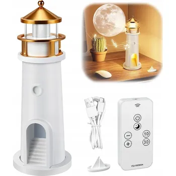 Lampička NOČNÍ LAMPA MAJÁK PROJEKCE MĚSÍCE LED DÁLKOVÉ OVLÁDÁNÍ ČASOVAČ DEKORACE