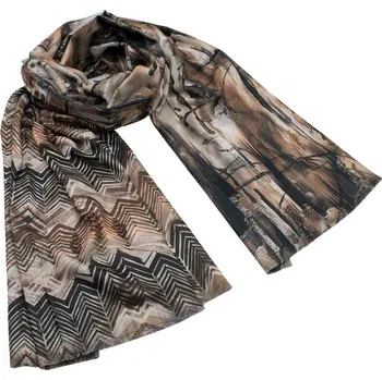 Šála Maxi šála oboustranná - hnědá s potiskem