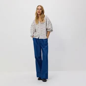 Dámské džíny Reserved - Džíny wide leg se záložkami - modrá - YT358-55J - YT358-55J-40