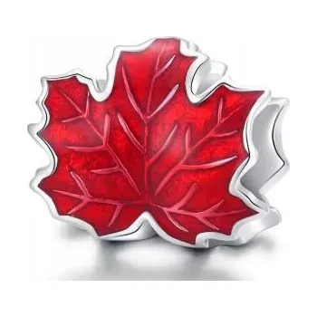 Přívěsek Přívěsek Charms kanadský javorový list červený korálek beds Stříbro 925