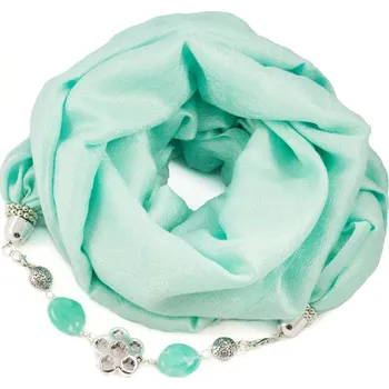 Šála Magotex Šála pašmína s bižuterií - mentolová