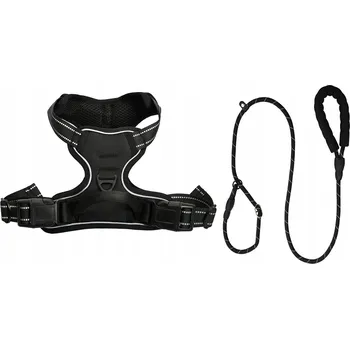 Postroj pro psa Postroj pro psa s vodítkem Silné taktické Vodítko 150 cm Černá VELIKOST S