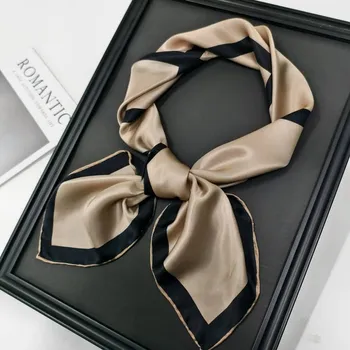 Šátek WHITE ORCHID Hedvábný šátek kávově-černý 70x70 cm v dárkovém balení, HEDVÁBNÝ SVĚT