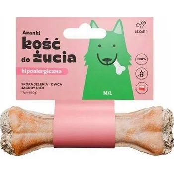 Pamlsek pro psa AZANKI Hypoalergenní kost z jelení kůže s ovcí a goji bobulemi M/L 17 cm