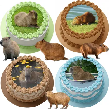 Obraz OPLATEK NA DORT KAPYBARA CM, JMÉNO, 2 KRUHY ZDARMA - DÁREK K NAROZENINÁM!