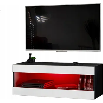 Komoda Závěsná skříňka pod TV TIVOLI RTV2 Černá/Bílá, RGB LED osvětlení