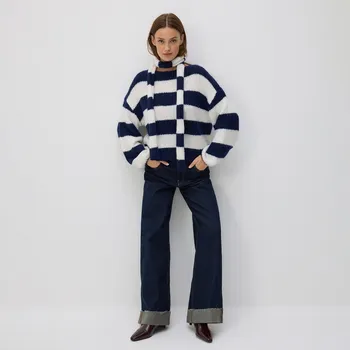 Dámské džíny Reserved - Džíny wide leg s ohrnutím - tmavomodrá - 637HF-59J - 637HF-59J-38