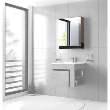 Koupelnový nábytek ZÁVĚSNÁ SKŘÍNKA SE ZRCADLEM DUESA 60 cm 2D DUB ZLATÝ