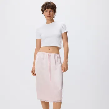 Dámská sukně Reserved - Viskózová sukně s vázáním - pastelově růžová - 944IL-03X - 944IL-03X-M