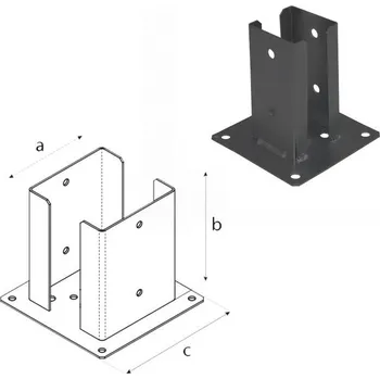 Stavební materiál DOMAX PSPD šroubovací patka sloupku se čtvercovou základnou Nastříkaný práškovou barvou antracit (AN) PSPD 70 - 72 x 150 x 150 x 2.0 mm (1 ks)