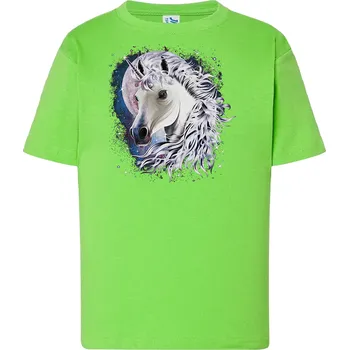 detske_levne_bavlnene_tricko_potisk_hlava_jednorozec Barva: Lime - limetková, Dětská bavlněná trička JHK: XL