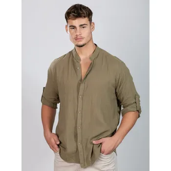 Pánská košile Pánská olivová košile se K01 stojáčkem, VELIKOST XL