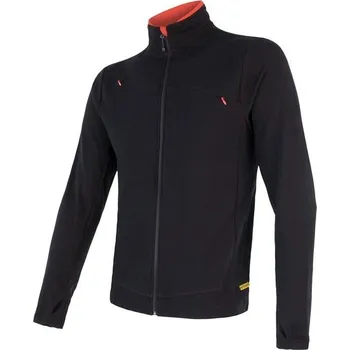 Pánská mikina Sensor Merino Upper celozip černá XXXL