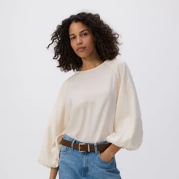 Dámské tričko Reserved - Tričko z modalu - krémová - 726HF-01X - 726HF-01X-L